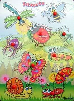 NEW!!! Newton Easy Grip Range *** Insects Wooden Puzzle ***