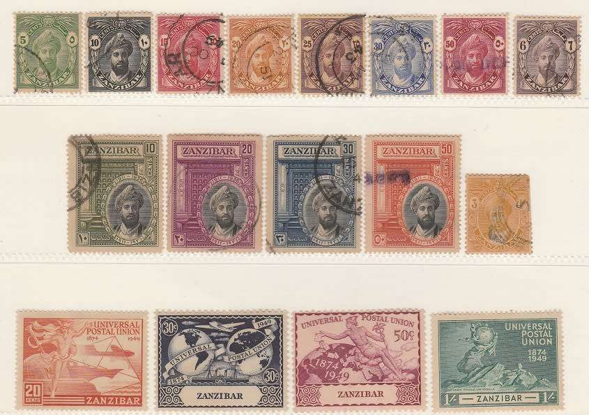 ZANZIBAR: EARLY COLLECTION INCL UPU ISSUE: 2 SCANS: MHR AND USED