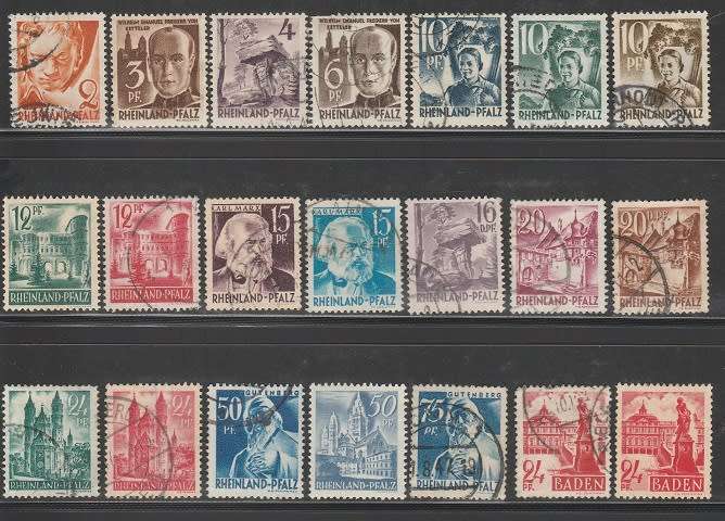 BADEN/RHEINLAND PFALZ/WURTTEMBERG: FROM 1947: USED 2 SCANS