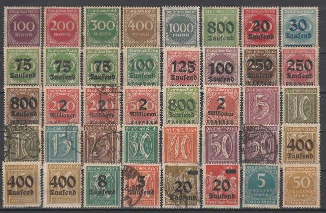 GERMANY : 1921/23 COLLECTION TO 20 MD : SURCHARGES AND OPTD INCL: UMM,MM,USED-3 SCANS