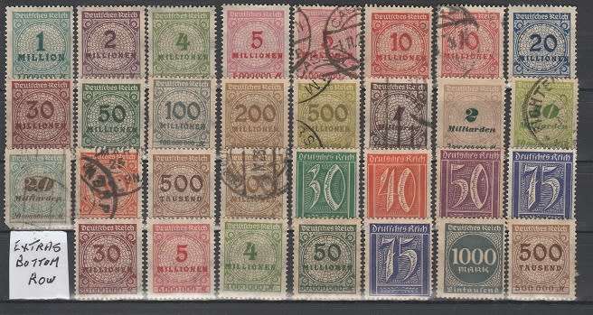 GERMANY : 1921/23 COLLECTION TO 20 MD : SURCHARGES AND OPTD INCL: UMM,MM,USED-3 SCANS