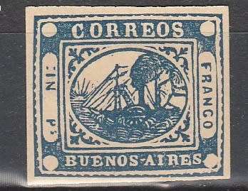 ARGENTINA, 1858: SG7, IMPERF: MHR, SCARCE STAMP