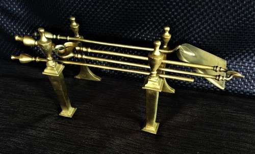 *SIMILAR SETS FETCH R18000+* circa 1890's SOLID BRASS VICTORIAN FIRE IRONS!!