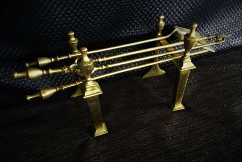 *SIMILAR SETS FETCH R18000+* circa 1890's SOLID BRASS VICTORIAN FIRE IRONS!!