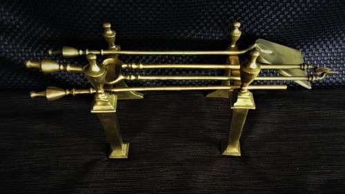 *SIMILAR SETS FETCH R18000+* circa 1890's SOLID BRASS VICTORIAN FIRE IRONS!!