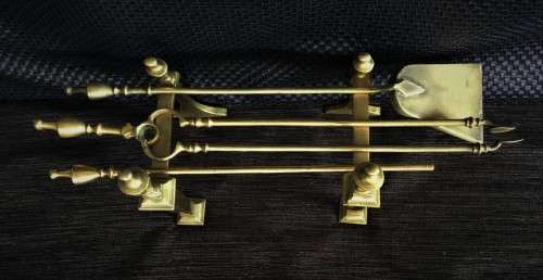 *SIMILAR SETS FETCH R18000+* circa 1890's SOLID BRASS VICTORIAN FIRE IRONS!!