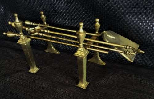 *SIMILAR SETS FETCH R18000+* circa 1890's SOLID BRASS VICTORIAN FIRE IRONS!!