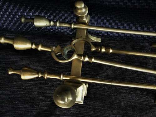 *SIMILAR SETS FETCH R18000+* circa 1890's SOLID BRASS VICTORIAN FIRE IRONS!!