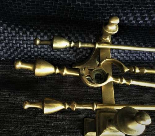 *SIMILAR SETS FETCH R18000+* circa 1890's SOLID BRASS VICTORIAN FIRE IRONS!!