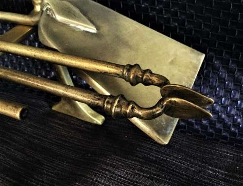 *SIMILAR SETS FETCH R18000+* circa 1890's SOLID BRASS VICTORIAN FIRE IRONS!!