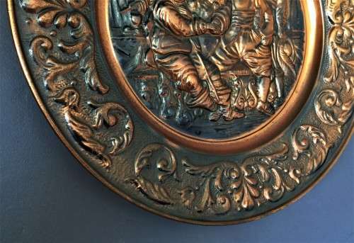 LARGE VINTAGE COPPER-WALL PLAQUE!! *DUTCH OLD-TIME SCENE*
