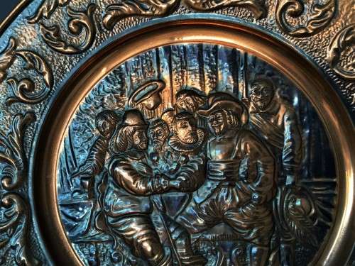 LARGE VINTAGE COPPER-WALL PLAQUE!! *DUTCH OLD-TIME SCENE*