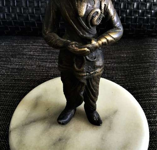 SOLID BRONZE ORIENTAL FIGURE ON MARBLE BASE!! *BEAUTIFUL WORK*