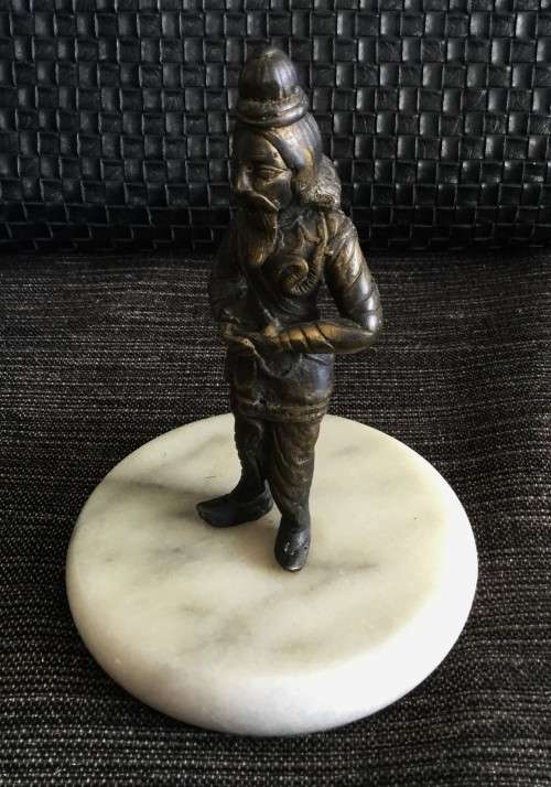 SOLID BRONZE ORIENTAL FIGURE ON MARBLE BASE!! *BEAUTIFUL WORK*