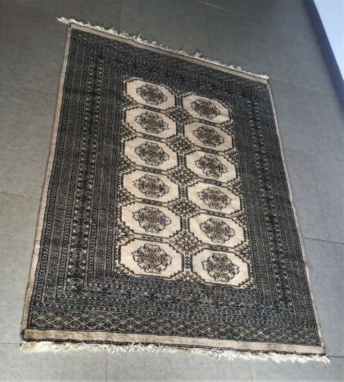 STUNNING GREY HAND-KNOTTED BOKHARA PERSIAN CARPET! 1800mm - 1330mm