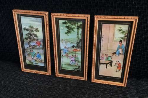 3 x STUNNING CHINESE WOODEN FRAMED ARTWORKS!!