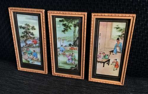3 x STUNNING CHINESE WOODEN FRAMED ARTWORKS!!