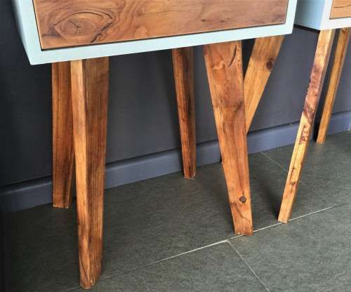 GREY AND WOODEN MID-CENTURY SIDE TABLES! *RETRO* *RETAIL FOR R1299 each*