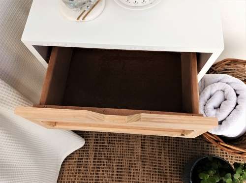 WHITE AND RATTAN/WOODEN MID-CENTURY SIDE TABLES! *RETRO* *RETAIL FOR R1499 each*