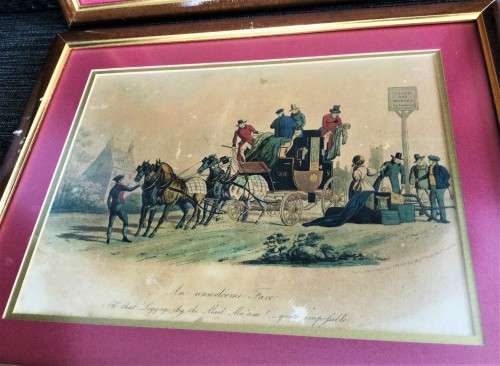 COMPLETE SET OF 4 CIRCA 1845 STAGE COACH LITHOGRAPHS!! 177 YEARS OLD!