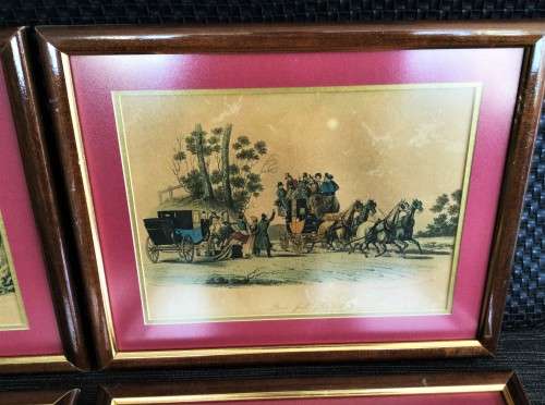 COMPLETE SET OF 4 CIRCA 1845 STAGE COACH LITHOGRAPHS!! 177 YEARS OLD!