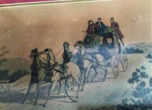 COMPLETE SET OF 4 CIRCA 1845 STAGE COACH LITHOGRAPHS!! 177 YEARS OLD!