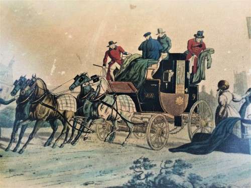 COMPLETE SET OF 4 CIRCA 1845 STAGE COACH LITHOGRAPHS!! 177 YEARS OLD!