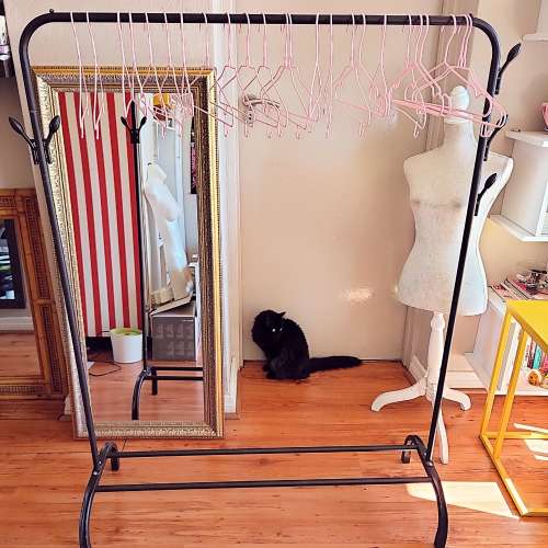 Black Metal Clothes Rack with 24pc Hangers