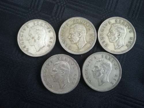 10 x SA 5 shillings... All 1952... As a lot... SILVER!!!