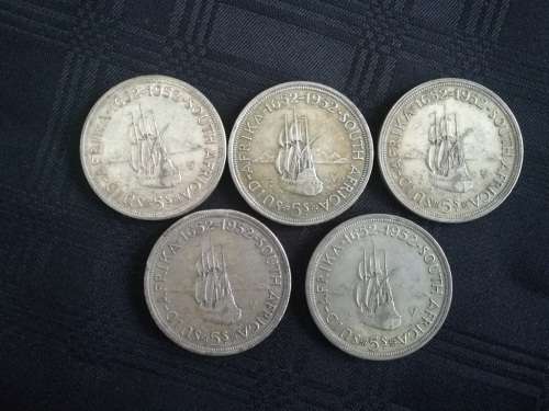 10 x SA 5 shillings... All 1952... As a lot... SILVER!!!