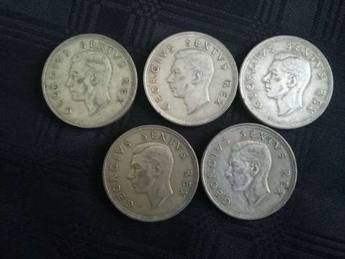 10 x SA 5 shillings... All 1952... As a lot... SILVER!!!