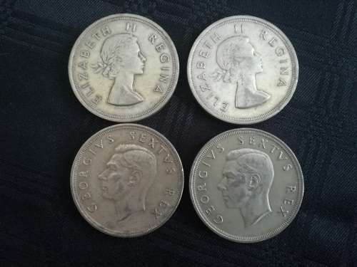 10 x SA 5 shillings... 1951, 1953, 1957, 1960... As a lot... SILVER!!!
