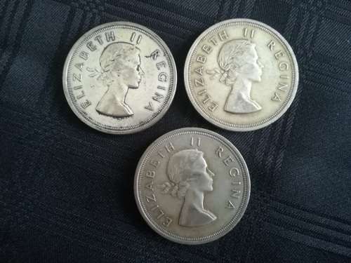 10 x SA 5 shillings... 1951, 1953, 1957, 1960... As a lot... SILVER!!!