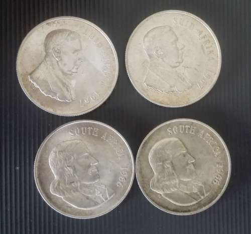 4 x SA Silver R1.. 1966 and 1967.. As a lot... Silver