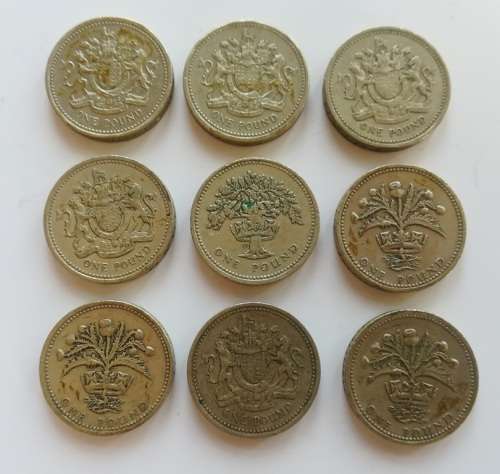 9 x 1 Pound British Coins... As a Lot