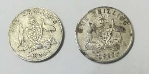 2 x AUSTRALIA 1 Shillings.. 1917 and 1936...