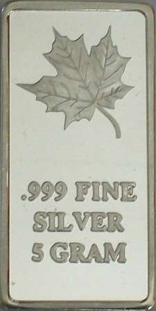 5 GRAMS SILVER BULLION BAR!!!! .999 FINE SILVER