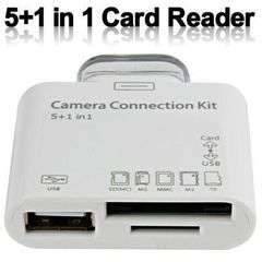 ** BRAND NEW** 5 +1 in 1 CARD READER - CAMERA CONNECTION KIT FOR IPAD 1/2/3 - SD - USB - TF