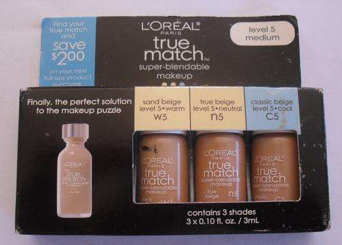 LOREAL TRUE MATCH MAKEUP (TRAVEL SIZE 3 IN 1)  - SAND BEIGE/TRUE BEIGE/CLASSIC BEIGE