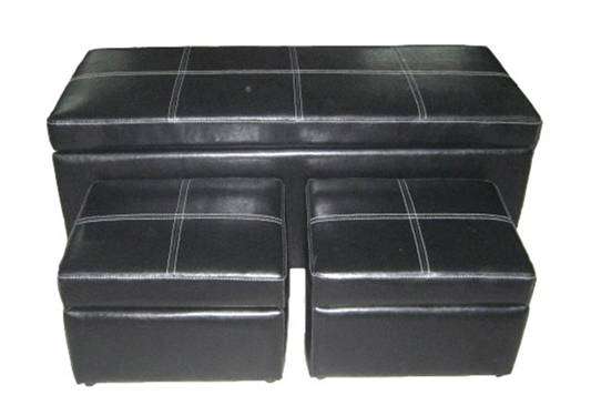 BRAND NEW - EXQUISITE 3 PIECE LEATHER OTTOMAN STORAGE SET