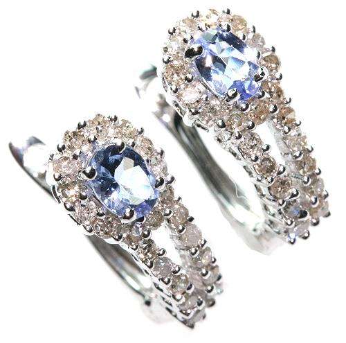 Genuine Tanzanite & Diamond earrings in 9K White Gold( Local Seller)-R6300