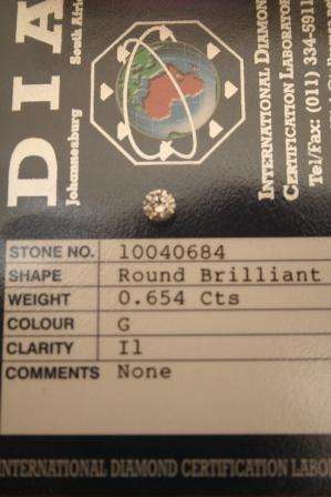 ***** 0.654ct Round Brilliant Cut DIA CERTIFIED DIAMOND ****** No Reserve.