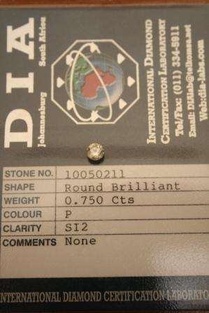 ***** 0.750ct Round Cut DIA CERTIFIED DIAMOND ****** No Reserve.