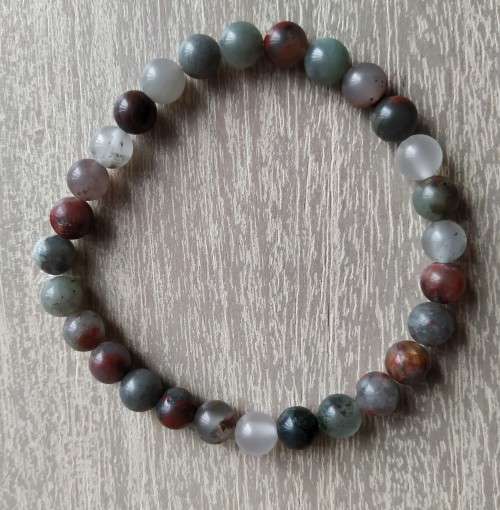 Natural African Bloodstone Bracelet - 6mm bead size