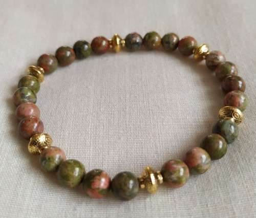 Unakite Natural Stone Bracelet - 6mm