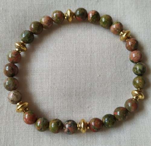 Unakite Natural Stone Bracelet - 6mm