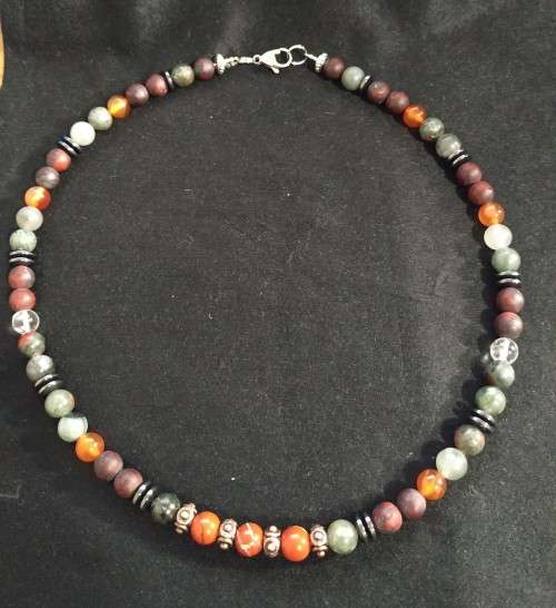 Mens Gemstone Necklace - 8mm beads