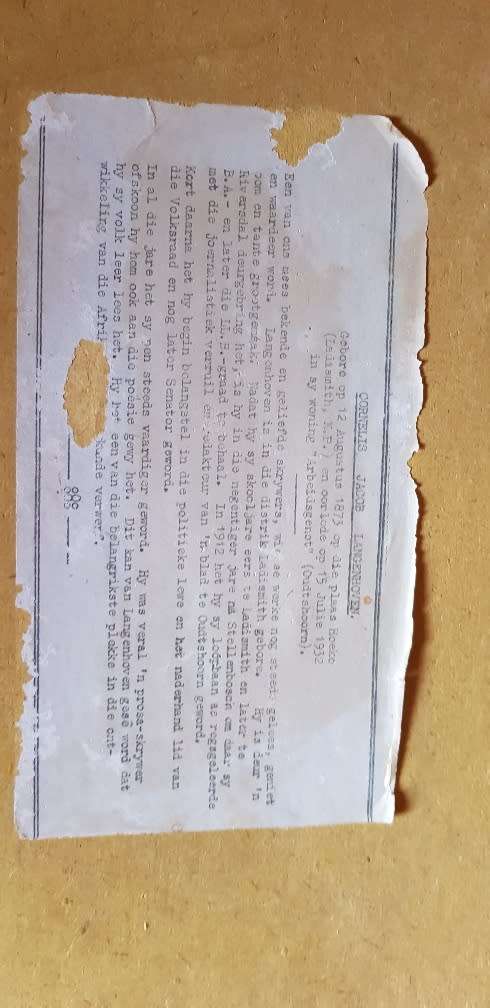 C. J. Langenhoven writer of the South African Anthem. Die Stem