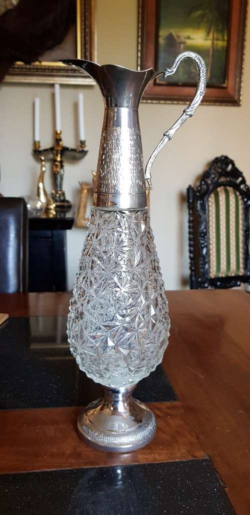 Large silver plated Crystal pitcher