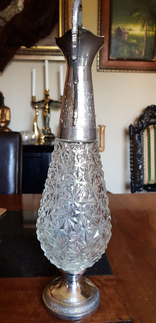 Large silver plated Crystal pitcher